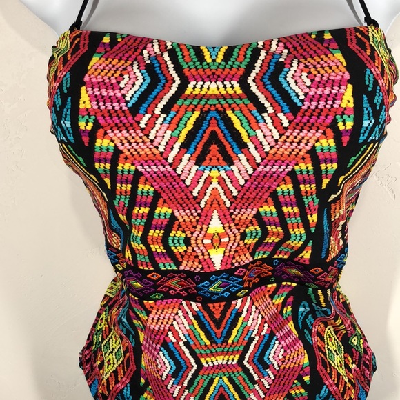 NWT Nanette Lepore multi color onepiece swimsuit S - Picture 3 of 13